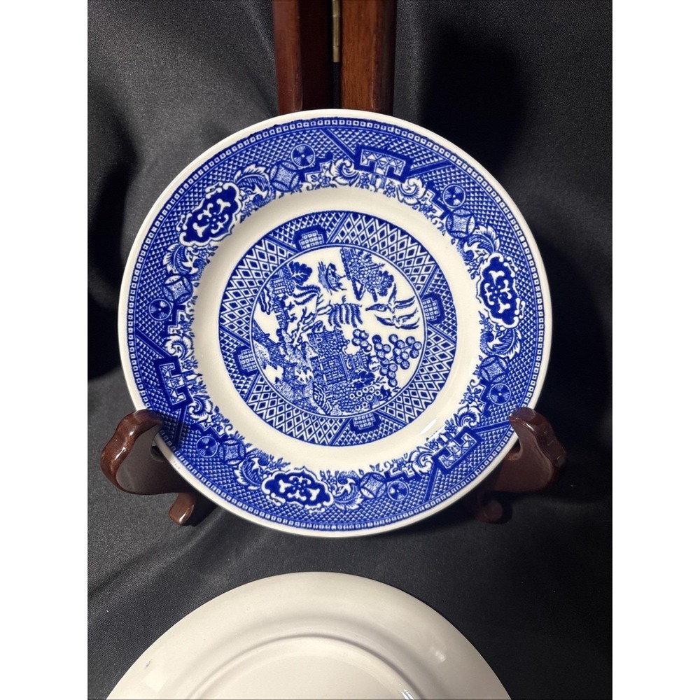 Vintage Grimwades Ye Olde Willow Blue Saucer 6" Crazing Staining England